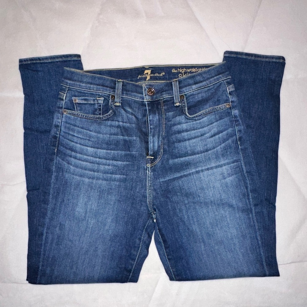 7 For All Mankind Blue Skinny Jeans Classic Denim